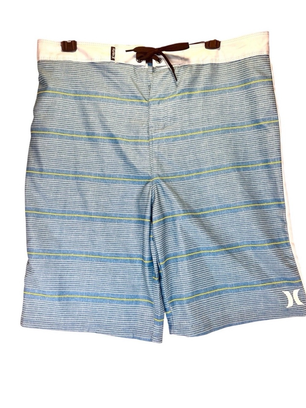 Hurley Boys Board Shorts Swim Trunks Size 20/30 Blue Stripe 10" Inseam Surf